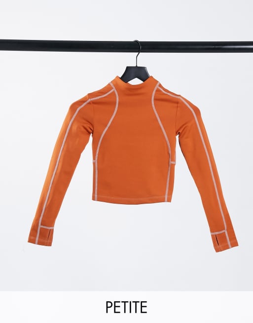 ASOS 4505 Petite - Hoogsluitende hardlooptop met lange mouwen en rug van fleece