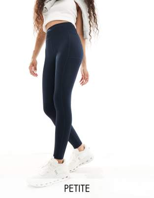 ASOS 4505 Petite - Icon - Lauf-Leggings in Marineblau mit Handytasche und Taillenschnürung