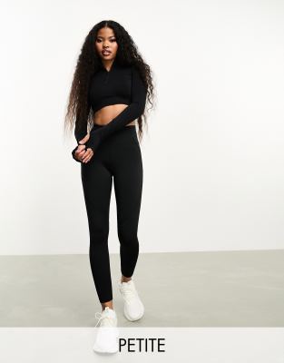 Asos Design 4505 Petite Icon Legging With Bum-sculpting Seam Detail And Pocket-black In Black