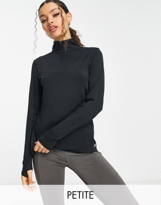 ASOS 4505 Petite seamless zip through training long sleeve top-Black