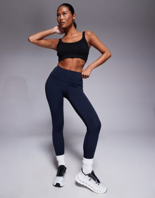 ASOS 4505 Petite - Icon - Poformende Sport-Leggings in Navy mit hohem Bund-Marineblau