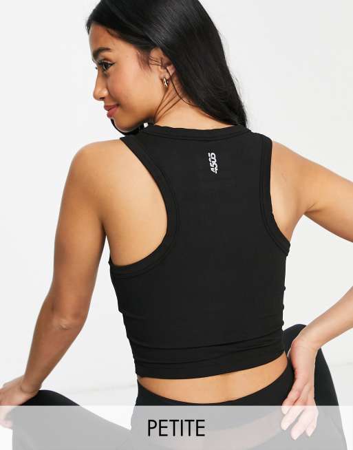 ASOS 4505 Petite icon ribbed active tank top in black 