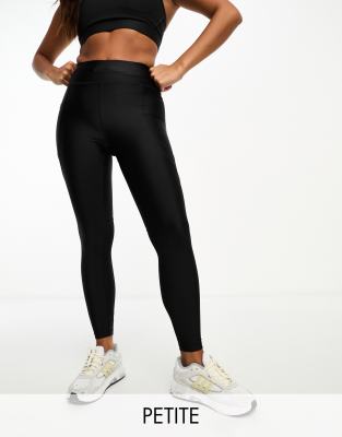 Asos Design 4505 Petite Icon Run Tie Waist Legging With Pocket In Gloss-black