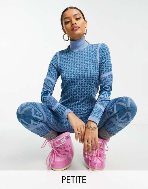ASOS 4505 Petite – Langärmliges Ski-Baselayer-Oberteil mit Rollkragen und Retro-Grafikmuster