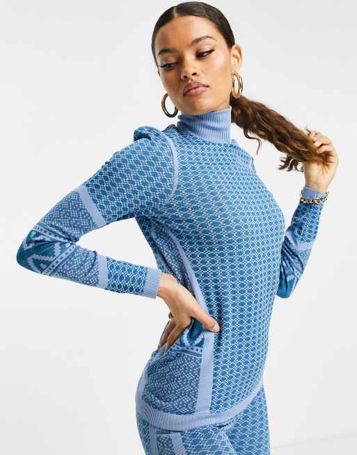 ASOS 4505 Petite - Langærmet skiundertrøje med rullekrave og grafisk retro print, 4 af 4