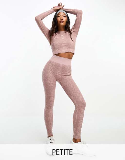 ASOS 4505 Petite - Legging sans couture à motif croco en jacquard et taille enveloppante - Vison