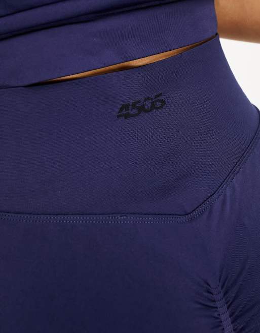 ASOS 4505 Petite - Leggings senza cuciture blu navy con vita arricciata, 2 di 4