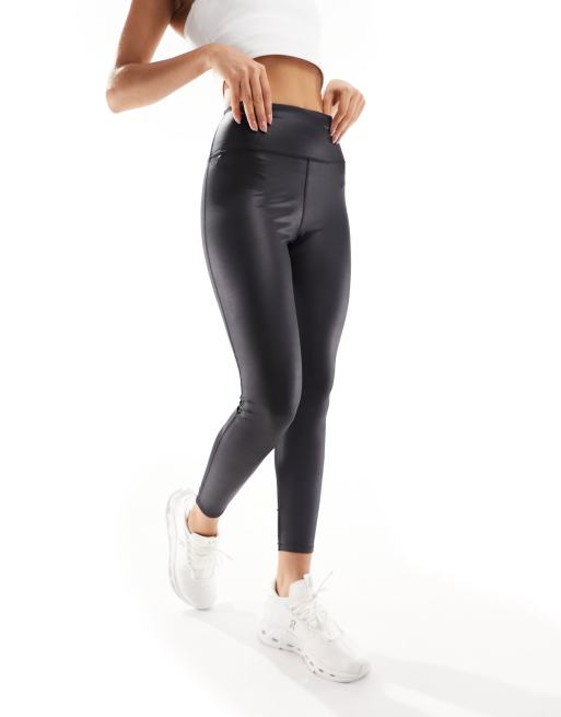 Asos Design 4505 Hourglass Mesh Wet Look Leggings-black