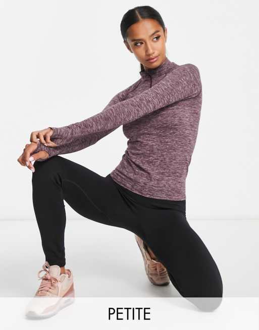 ASOS 4505 Petite - Naadloze top met 1/4 rits en lange mouwen