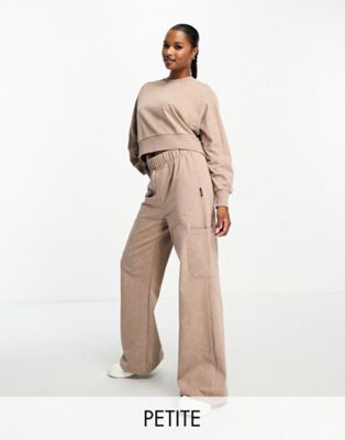 ASOS 4505 Petite washed wide leg jogger with combat pocket - ASOS Price Checker