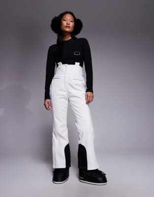 ASOS 4505 Petite - Pantalon de ski évasé en tissu déperlant - Blanc 36
