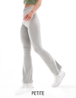 4505 Petite ruched front high waist slim kick flare leggings in gray heather