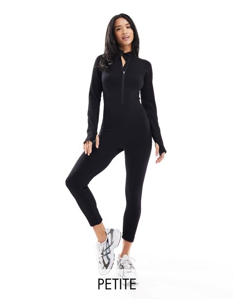 PLT Tall Black Embroidered Zip Front Jumpsuit