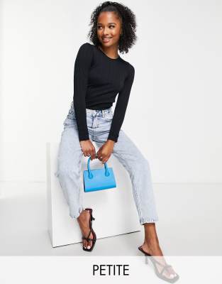 Asos Design 4505 Petite Ski Base Layer Top In Cable Knit-black