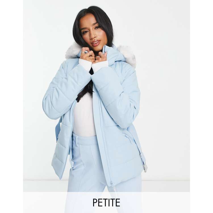 ASOS 4505 Petite ski belted jacket with faux fur hood