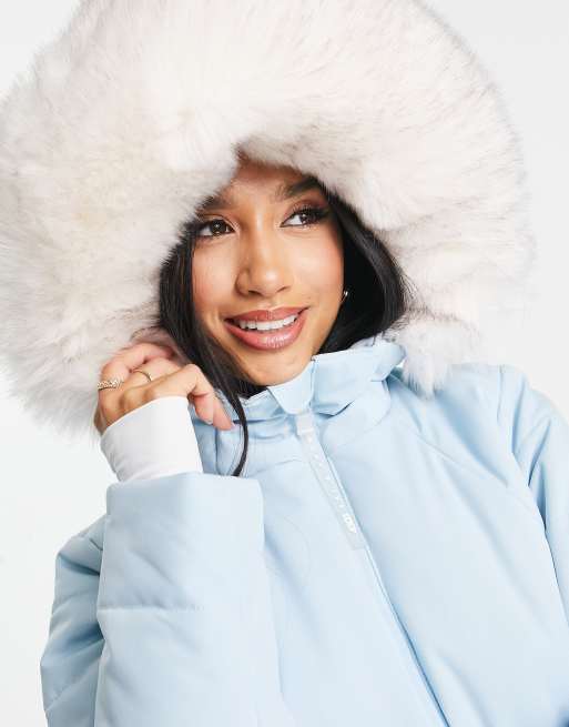 ASOS 4505 ski belted jacket with faux fur hood