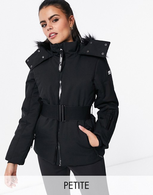 ASOS 4505 Petite ski belted jacket with faux fur hood | ASOS