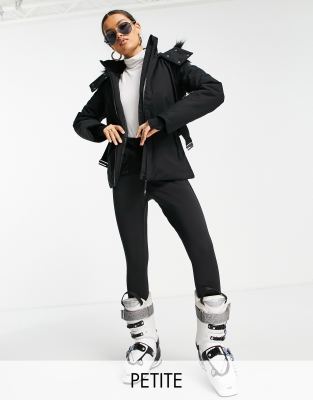 ASOS 4505 Petite ski fitted belted ski suit with faux fur hood