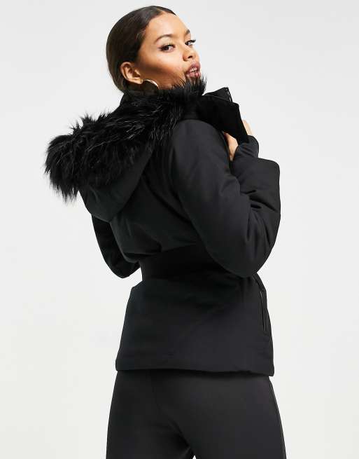 ASOS 4505 Petite ski belted jacket with faux fur hood ASOS