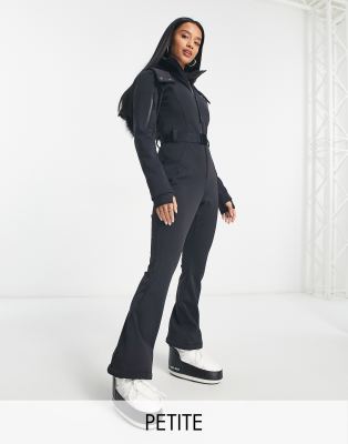 ASOS 4505 Ski suit with faux fur panels and skinny leg in black