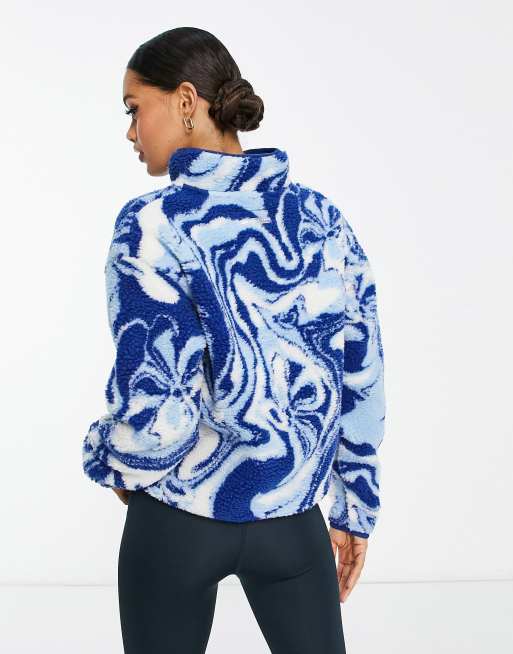 ASOS 4505 Petite ski borg 1/4 zip fleece sweat in blue swirl print