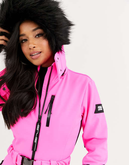 ASOS 4505 Petite ski belted jacket with faux fur hood