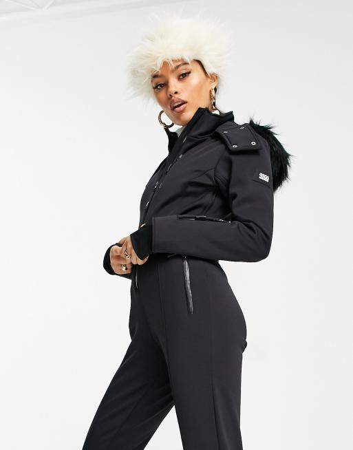 ASOS 4505 Petite ski belted jacket with faux fur hood