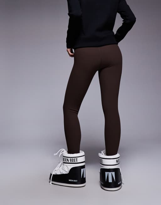 ASOS 4505 Petite Ski - Leggings base layer da sci color caffè a coste con interno in pile e trattamento termico, 2 di 5