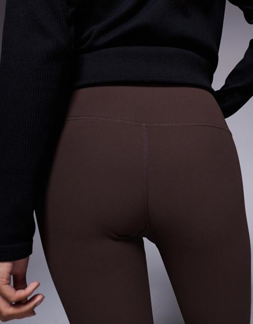 ASOS 4505 Petite Ski - Leggings base layer da sci color caffè a coste con interno in pile e trattamento termico, 5 di 5