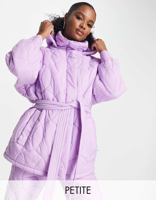 ASOS 4505 Petite ski belted jacket with faux fur hood