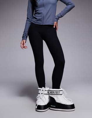 Asos 4505 Ski & Snow Asos 4505 Petite Ski Ribbed Fleece Back Base Layer Leggings With Thermal Treatment In Black