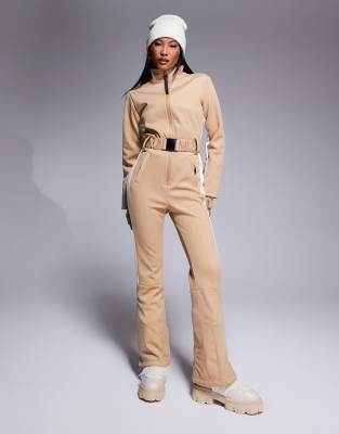 Asos Design 4505 Petite Ski Soft Shell Water Repellent Insulated Ski Suit In Caramel-neutral