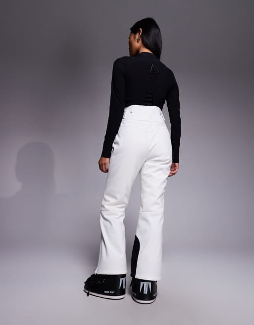 ASOS 4505 Petite Ski soft shell water repellent kick flare ski trousers in white, 3 of 5