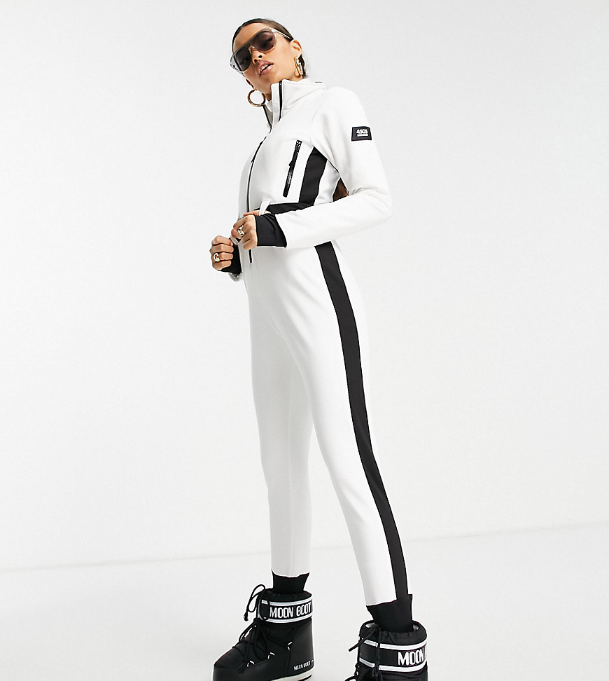 ASOS 4505 Petite ski suit in mono color block-White