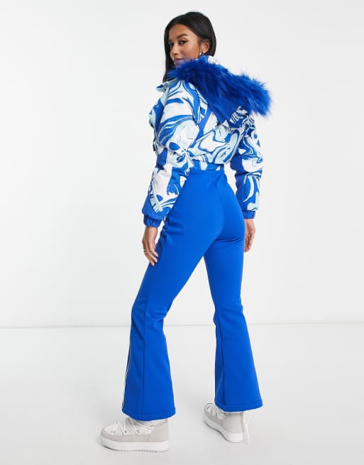 ASOS 4505 Petite ski suit with blue swirl print