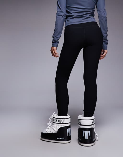 ASOS 4505 Petite Ski thermal ribbed fleece back base layer legging with sweat wicking in black, 3 of 5
