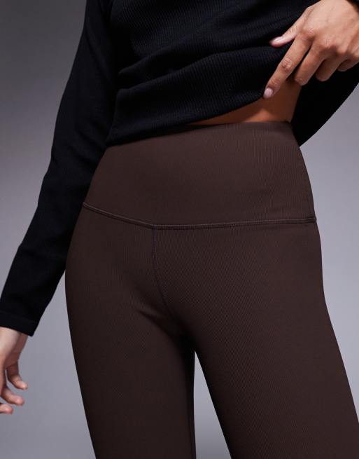 ASOS 4505 Petite Ski thermal ribbed fleece back base layer legging with sweat wicking in coffee, 4 of 5
