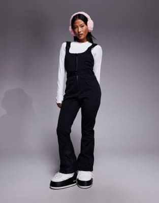 ASOS 4505 Petite - Ski - Wasserabweisende Softshell-Latz-Skihose in Schwarz mit Gürtel