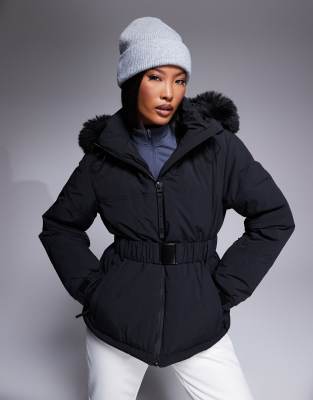 Asos Design 4505 Petite Ski Water Repellent Insulated Ski Jacket In Black