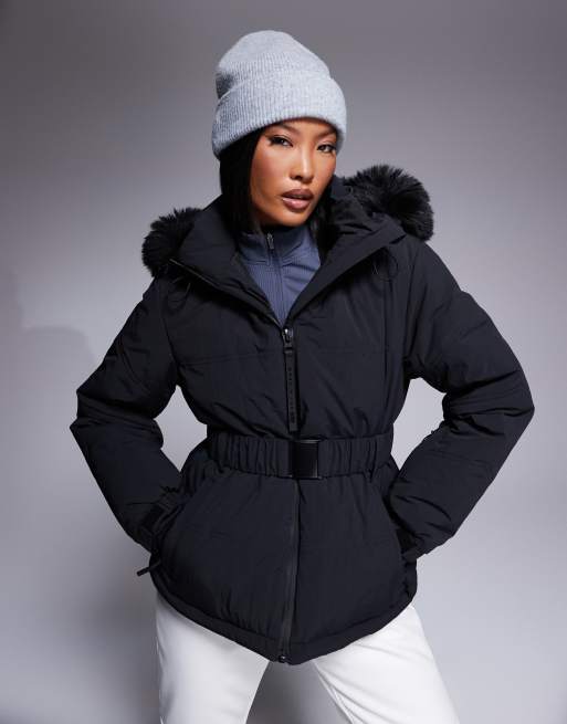 Black belted ski jacket hotsell