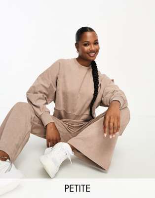 4505 Petite washed sweat with seam detail-Brown