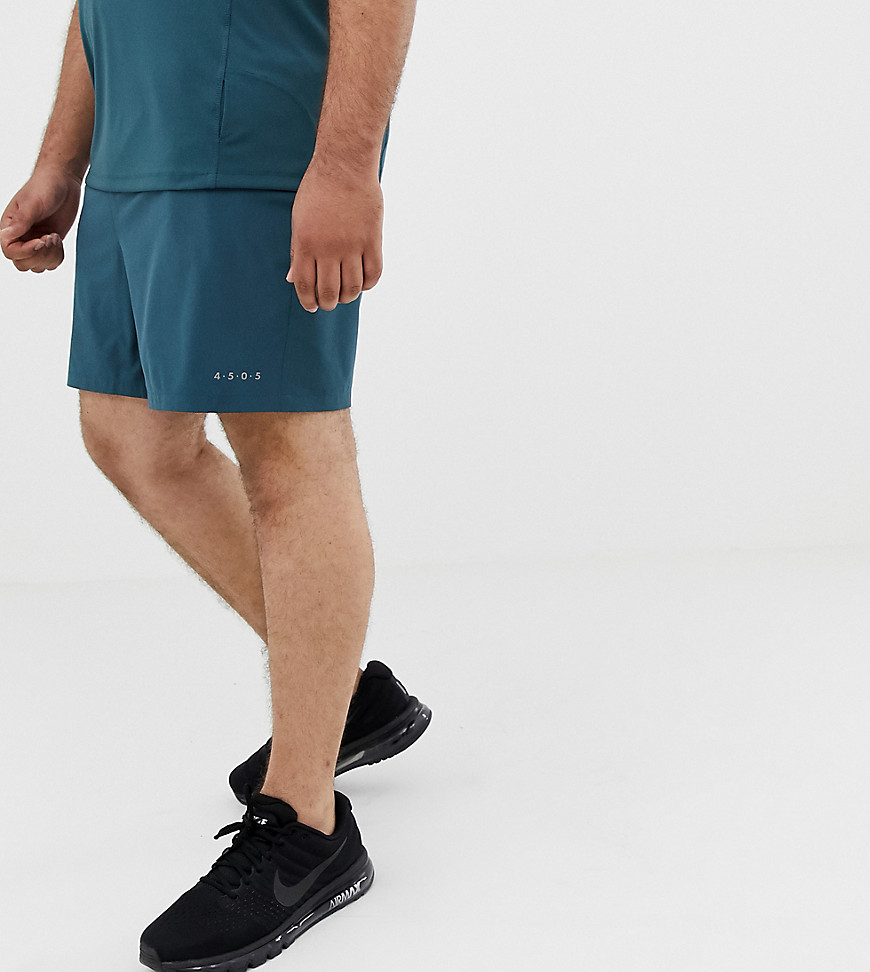 ASOS 4505 Plus - Pantaloncini da allenamento lunghezza media in tessuto Quick Dry verde-azzurro