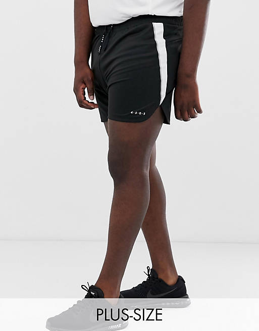 ASOS 4505 Plus running shorts with side stripe and curve hem in black ...