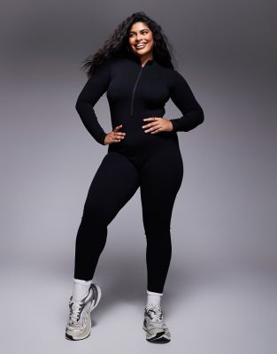 ASOS 4505 Plus - Ski - Nahtloser Thermo-Baselayer-Overall in Schwarz