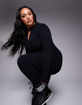 Asos Design 4505 Plus Ski Seamless Thermal Base Layer All In One In Black In Black