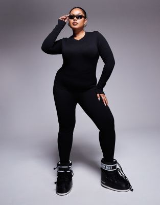 Asos Design 4505 Plus Ski Seamless Thermal Base Layer Legging In Black