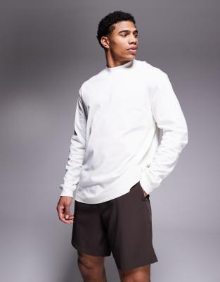 Asos 4505 Quick Dry Long Sleeve Cotton Oversized Training T-shirt In White