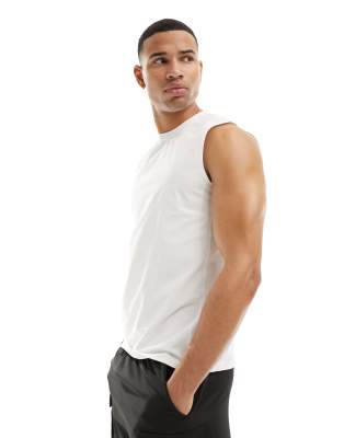 4505 quick dry training tank with sweat wicking in bright white