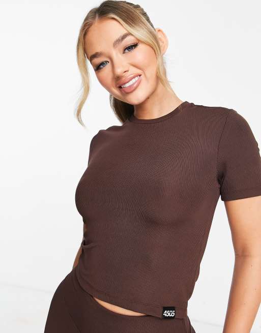 ASOS 4505 – Rest Day – Ribbad t-shirt i krympt design