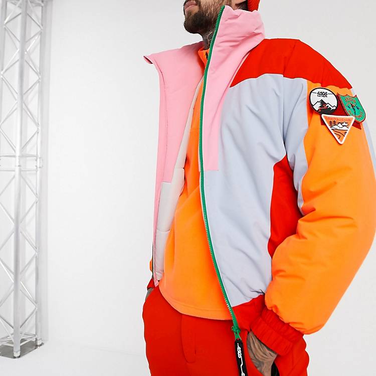 Ski jacket with retro color block Asos Men Sport & Swimwear Skiwear Ski Suits 